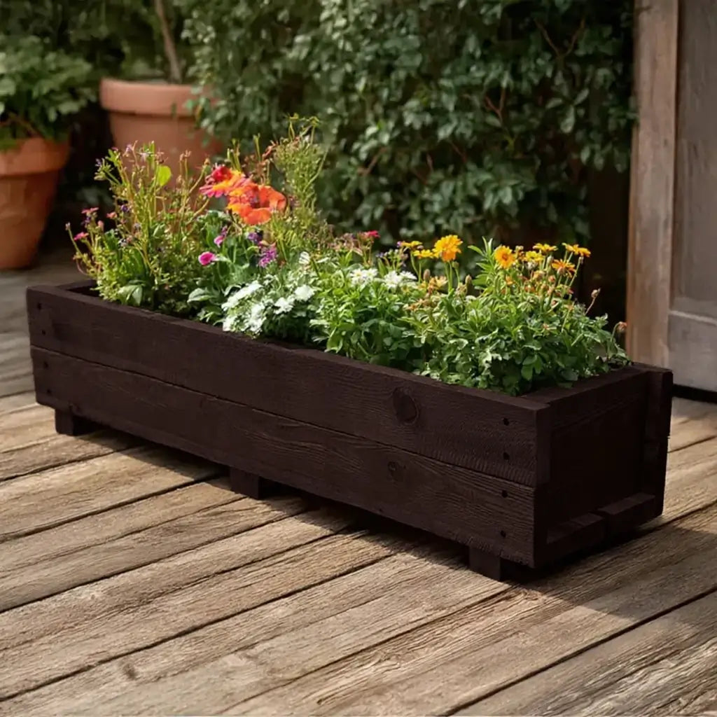 Grenshheds 117cm Pine Wooden Planter Flower Trough