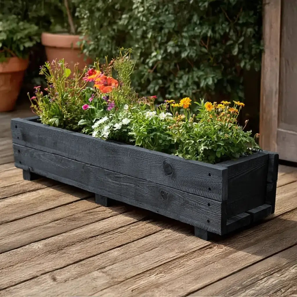Grenshheds 117cm Pine Wooden Planter Flower Trough