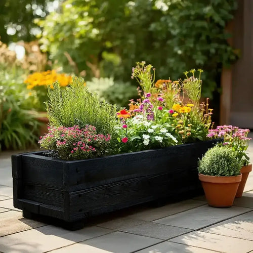 Grenshheds 117cm Pine Wooden Planter Flower Trough