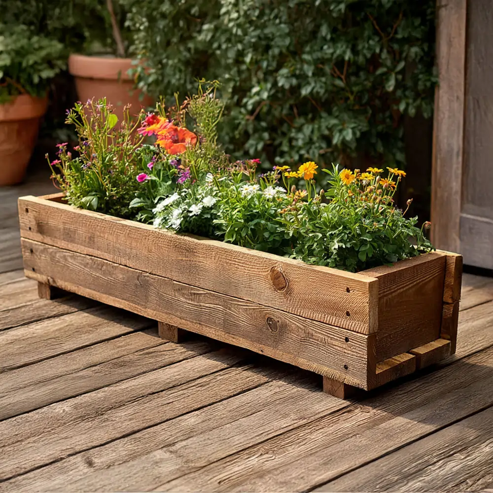 Grenshheds 117cm Pine Wooden Planter Flower Trough